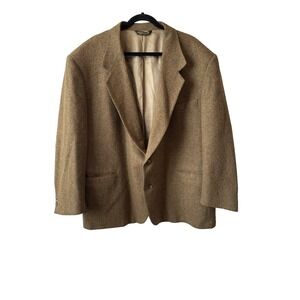 Vtg American Trend Wool Herringbone Tweed Blazer Sport Jacket USA Academia 44 46